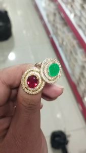 Nhẫn nữ mạ vàng đá xanh ngọc và đỏ mẫu mới TT173