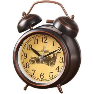Vintage Night Light Alarm Clock European Retro Metal Alarm Clock Bedside Mute Needle Table Clock Gets Bed Ringing Bell