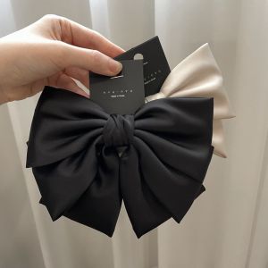 High Quality Satin Hair Clip with Large Bow Spring Clamp for Women Fashionable Top Clip Hair Card Travel Beauty Supplies