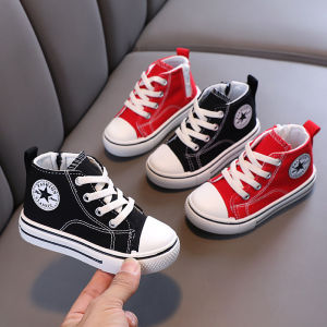 Childrens Mid-Top Canvas Shoes Soft Bottom Comfortable Casual Childrens Shoes Boys and Girls Non-slip Breathable Board Shoes