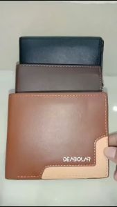 Deabolar Dompet Uang Lipat Pria Wanita K3209 Bifold Wallet Bahan Sintetis Tebal Kilat Lilin