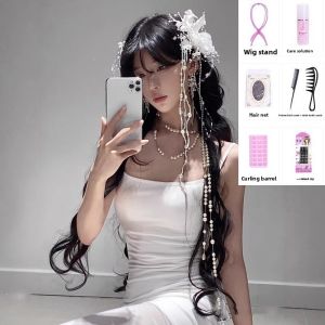 MONLEYTA | Womens Full Head Wig Natural Realistic Long Curling Hair Thickened Volume No Need To Wear A Cap Daily Whole Wig Cover