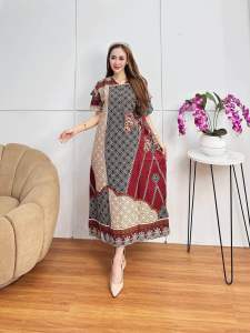 Daster wanita jumbo lengan tumpuk motif terbaru viral- dress wanita bahan adem dan lembut busui dan bumil