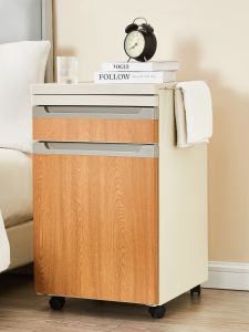 Luxury Plastic Steel Hospital Bedside Table with Towel Rack Silent Casters Lockable Mobile Nursing Large Capacity Cabinet