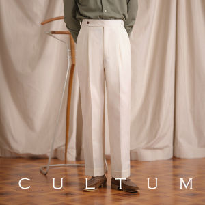 Cultum Neapolitan Single Pleat Woolen Trousers Mens Casual Business Long Pants Australian Wool Italian Loose Feel