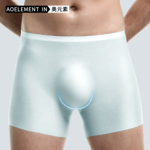 Mens Ice Silk 3D Molded Briefs Sporty Low Rise Boxer Shorts Thin Design Extended Length Sports Underwear Nylon Material Solid Color