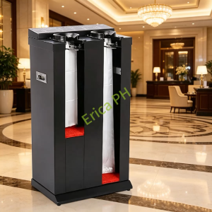 Heavy-Duty Umbrella Bag Dispenser Dual Compartment for Wet Umbrellas No Electricity Needed with 100 Long+100 Short Bags