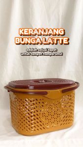 KERANJANG BUNGA LATTE + TUTUP - Besek Hajatan Unik / Rantang Nasi Berkat Jaman Now