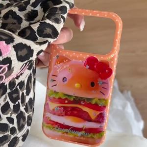 Sanrio | Ốp Điện Thoại Chống Sốc Hello Kitty Sanrio Creative Burger Dành Cho iPhone 17/16/15 Pro Max Phong Cách Y2K Hoạt Hình Dễ Thương Chất Liệu Acrylic Bảo Vệ