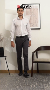 BOSS Celana Panjang Chino Pria Slim Fit Abu Tua