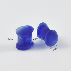1Pair Frosted Blue Smoke Color Droplet Shaped Double Flared Ear Plug Solid Glass Ear Expander Gauge Piercing Jewelry