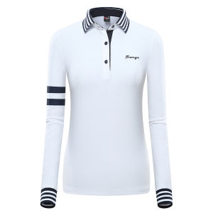 Spring and Summer New Arrival Golf Clothing Womens Long Sleeves Uniforms T-shirt K-style Stripes Lapel Sport Ball Clothes