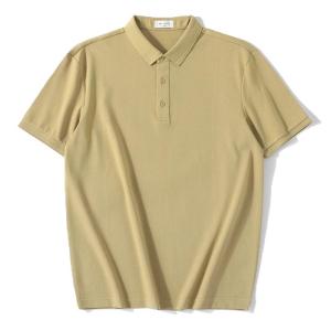 Luud Mulberry Silk Cool Feeling Plaid Breathable Lapels T-shirt Mens Black Simple Silm Easiest for Match Short Sleeve Polo Shirt