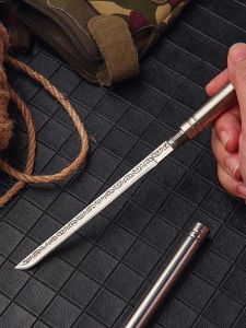 Stainless Steel Multifunctional Tool Knife Outdoor Camping Self Defense Portable Carry Fruit Peeler Medium Blade King Stick