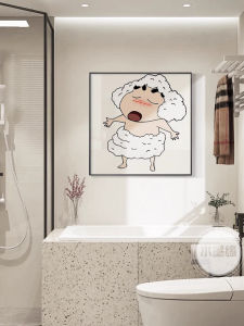 Modern Minimalist Cartoon Bathroom Wall Art No-Punching Toilet Decorative Painting Hotel Washroom Decoration Picture Frame
