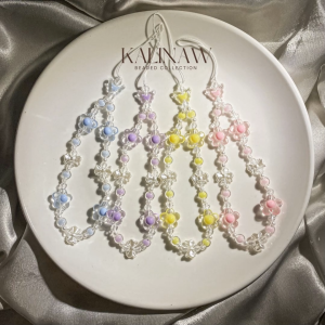 KALINAW PastelPuff Whimsical Fairy Butterfly Flower Sago Beads Beaded Keychain/ Phone Lanyard