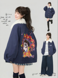 Keiko | Chinese Style Peking Opera Printed Winter Cotton Coat