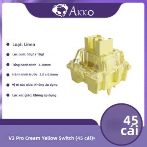Akko | Akko V3 Pro Cream Yellow 5-Pin Linear Switch 50gf Với Bàn Phím Cơ MX Tương Thích Với Thân Chống Bụi - 45 Chiếc