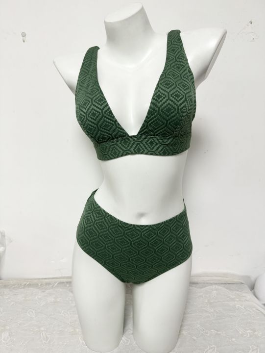 High Waist Bikini Totem Back Buckle Triangle Waist Cinching Swimsuit