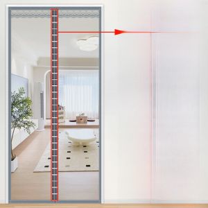 ม่านประตูกันยุงแบบติดซิปดูดซับแม่เหล็กสำหรับใช้ในบ้านในช่วงฤดูร้อน ไม่ต้องเจาะรู ระบายอากาศได้ดี ม่านกันยุงแบบแยกชิ้น