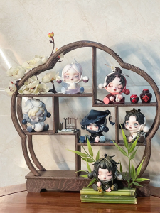 Solid Wood Blind Box Display Stand Storage Front Plum Inkpainting Hand-Made Pop Mart Doll Building Blocks Small Ornaments Display Box