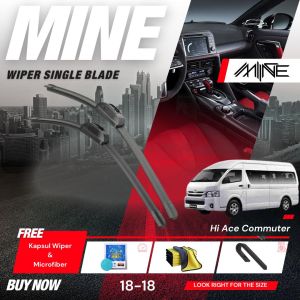 Wiper Frameless Single Blade TOYOTA HI ACE 1 Pasang FREE BONUS