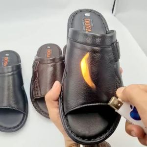 Dép Quai Ngang Da Bò Thiết Kế Có Khóa Một Bên Làm Nổi Bật Thời Thượng Khâu Full Đế Bao Chắc Chắn V.3OV