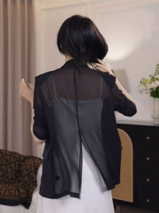 Womens Thin Sun Protection Shirt Small Suit Outerwear Summer New Ice Silk Chiffon Open Cardigan Long Sleeve Commute Style