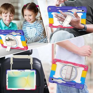 360°Rotating Stand/Shoulder Strap/Penicl Holder3 Layer Heavy Duty Shockproof Kids Tablet Case for Tab S10 FE Plus 13.1 inch 2025Tab S10 Plus/S9 Fe Plus/S9 Plus 12.4Tab S8 Plus/S7 Fe/S7 Plus 12.4Tab S10 FE/S10 FE/S9 FE/S9/S8/S7