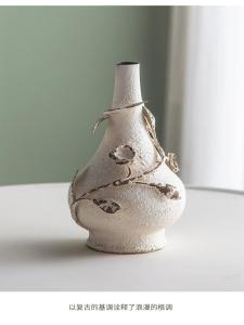 แจกันดอกไม้เหล็กทำมือสไตล์ชนบท ศิลปะ ชิ้น แจกันทรงกระบอกกลมสไตล์จีนสำหรับจัดดอกไม้แห้งแบบอเมริกัน ตกแต่งบ้าน