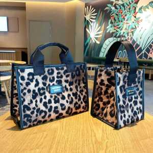 New Portable Leopard Print Water Cup Bag Mommy Casual Commuting Bottle Bag Waterproof Handbag Soft Polyester Material