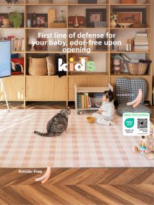 Harmless Light Almond Checkered Detachable Thick Baby Crawl Mat