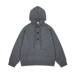 Retro American Red Chinese Zodiac New Year Hoodie Couples Loose Lazy Knitted Sweater Top for Youth Winter Long Sleeve Crew Neck