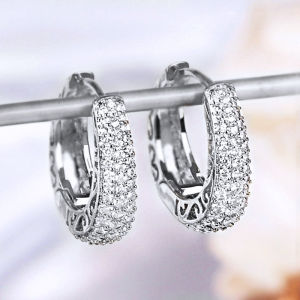 Bông Tai Dạng Vòng Màu Vàng Dành Cho Nữ Huitan Với Đá CZ Được Lát Đá CZ Hợp Thời Trang Sang Trọng Trang Sức Hình Tròn Phụ Kiện Nữ
