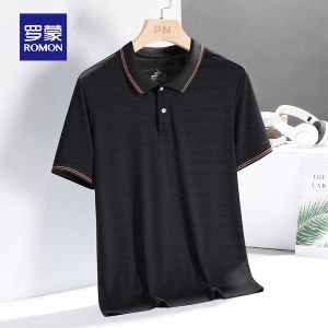 ROMON | Lomond Mens Ice Silk Short Sleeve Polo Shirt Summer Style Dad Mesh Quick Dry T-Shirt Fathers Day Clothing Fashion Urban Modern
