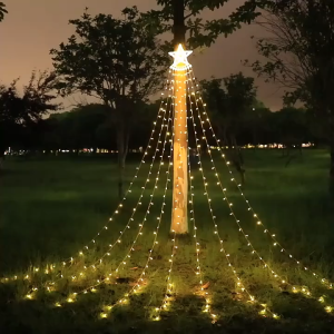 8M/300LED Tree Waterfall Solar String Light Fairy Star String Lights for Fairy Icicle Garden Wedding Light Christmas