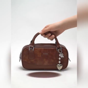 onetime Vintage Patchwork Boston Bag Messenger Bag Leather Zipper Adjustable Shoulder Strap Valentines Day Gift