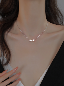 Miss Z 999 Sterling Silver Cube Sugar Pendant Necklace 2024 New Arrival Best Selling Accessible Luxury Special-Interest Design Classy Clavicle Chain Female