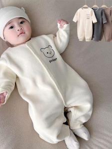 Baby Warmth-Filled Romper Suit Autumn Winter Outgoing Clothes Infant Indoor Crawling Suit Durable Long Sleeve All-Open Design