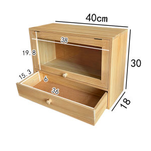 Zakka Style Wooden Desktop Storage Box Vintage Wooden Cabinet Glass Drawer Small Wood Cabinet Dustproof Miscellaneous Storage