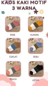EUNSEO Kaos Kaki Ankle Cute Semata Kaki Fashion Korea Motif 3 Warna Premium Kaos Kaki Pendek Wanita