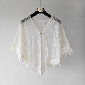 XUANXUAN | Fringe Crochet Lace-Up Shawl