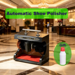 Touch-Free Automatic Shoe Shine Machine 100W Motor Dual Buffing Brushes Low Noise Design for Black Brown Leather Shoes