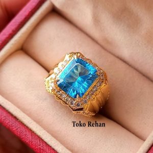 CINCIN BATU BLUE TOPAZ MEWAH ELEGANT