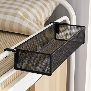 No-Drill Metal Bedside Storage Rack Dormitory Shelf Student Snack Holder Room Organization Basket Essential College Supplies