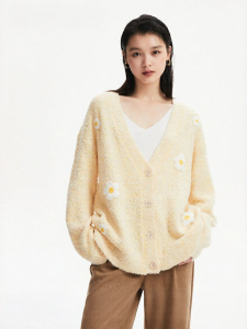 Vero Moda | Áo Sweater Len Rộng Vai Rơi Cổ V Họa Tiết Hoa - Xả Hàng Mùa Thu