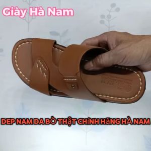 Dép Nam Quai Ngang HÀ NAM Da Bò Thật Cao Cấp DNA2219