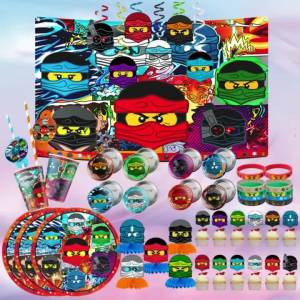 Cartoon Pattern Birthday Themed Party Supplies Balloons Cake Topper Table Decor Indoor Outdoor Ninja Celebration Decorations