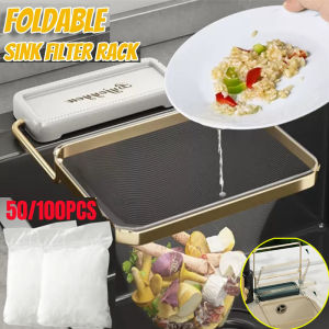 ถุงเก็บที่ชงชาอ่างล้างมือแบบพับได้ชั้นกรองอ่างล้างจานถุงตาข่ายขยะทิ้งชั้นวางของตาข่ายที่เก็บขยะขยะแบบตั้งได้