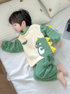 Bộ Đồ Ngủ Trẻ Em Dinosaur Flannel Coral Fleece Bộ Đồ Ngủ Trẻ Em Mùa Đông 2023 Dung Tích 100% Polyester Trang Phục Mặc Nhà Cho Bé Trai